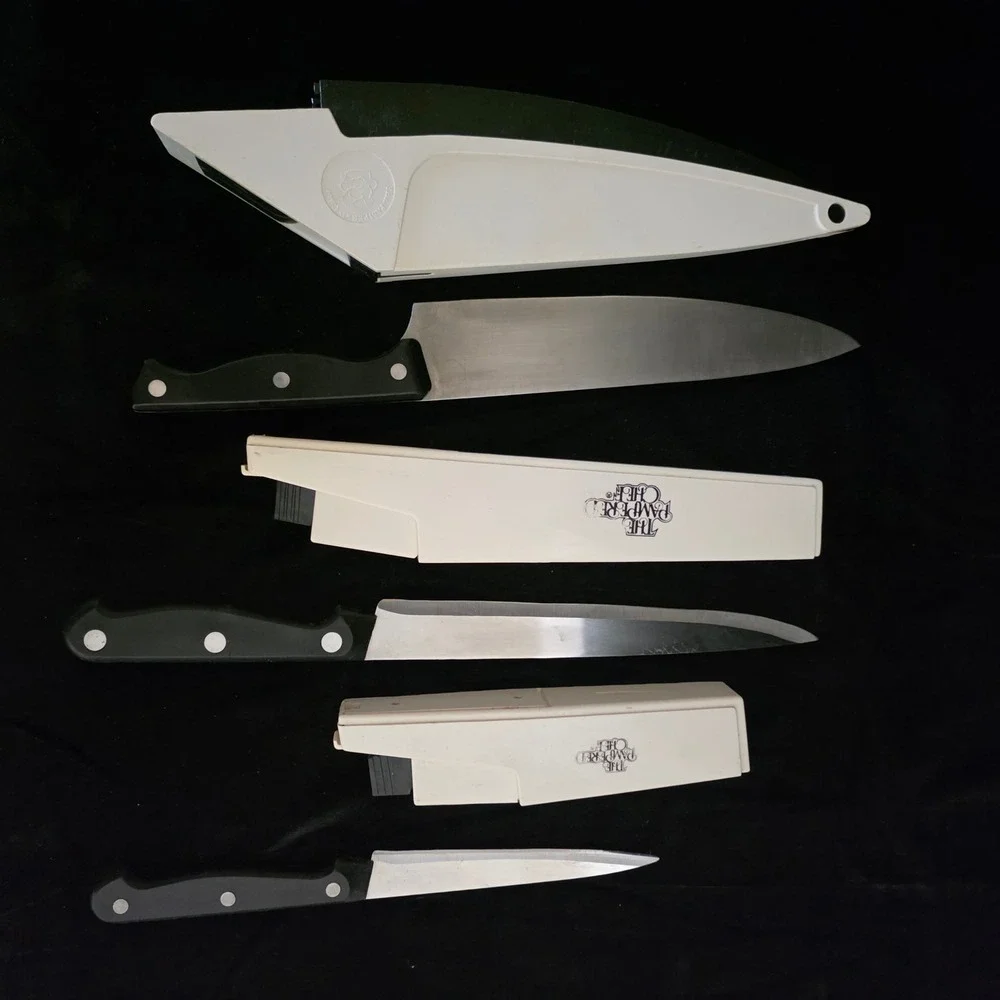 Pampered Chef Self Sharpening Knife Set 3 Piece: Chef, Slicing, Utility